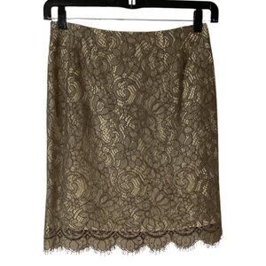Vintage Kay Unger New York Beige‎ Lace Pencil Skirt - Size 8